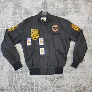 Vintage Copenhagen Tobacco Jacket Men’s Medium Black Bowling Patches K-Brand USA